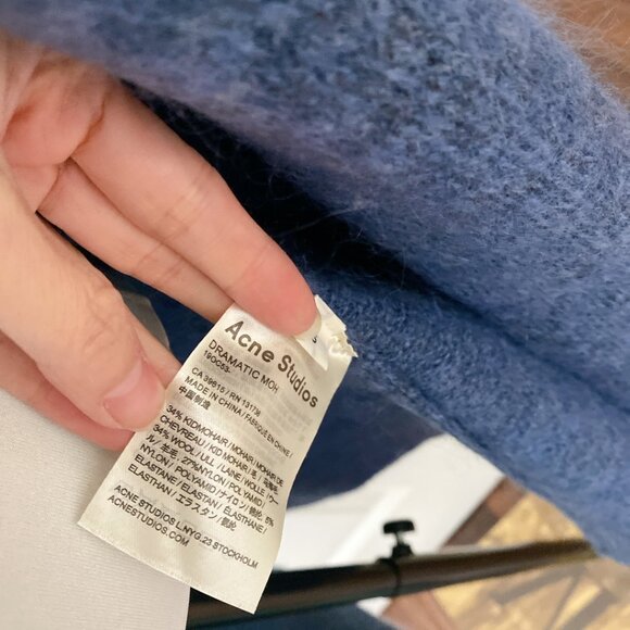 NWT Acne Studios Women Blue Wool Blended Mohair Oversize Cardigan - Picture 4 of 6